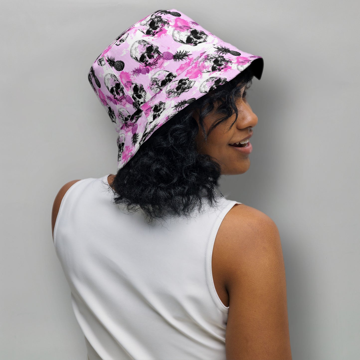 Pink Pineapple Skull - reversible hat