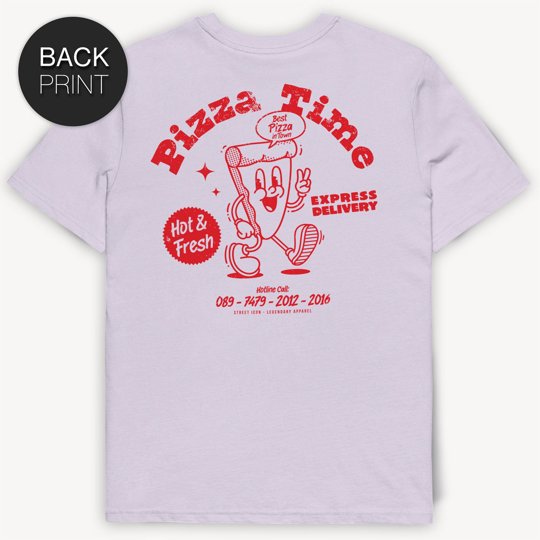 Pizza Time T-Shirt mit 2-seitigem Print - Street Icon