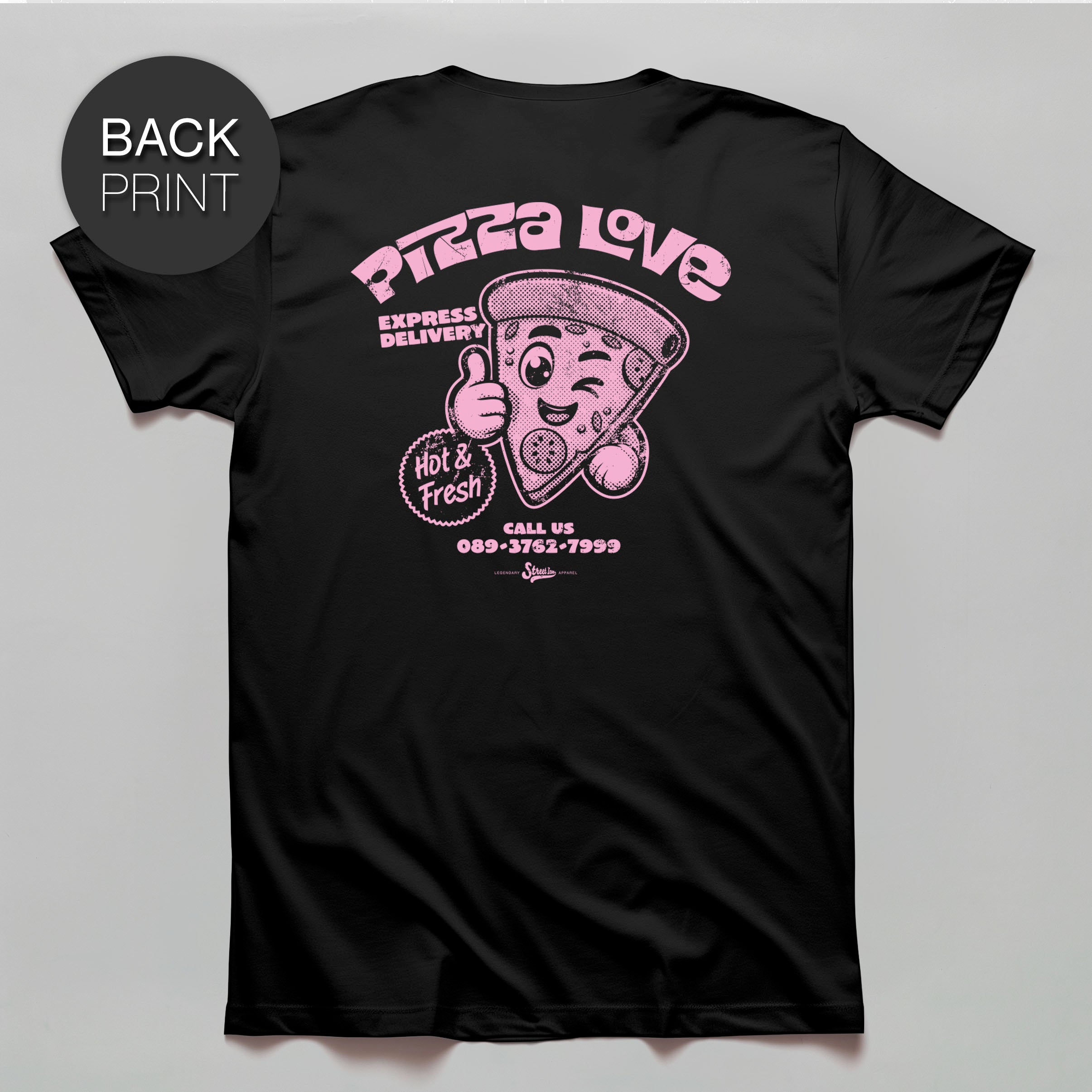 Pizza Love - Premium T-Shirt mit Backprint - Street Icon