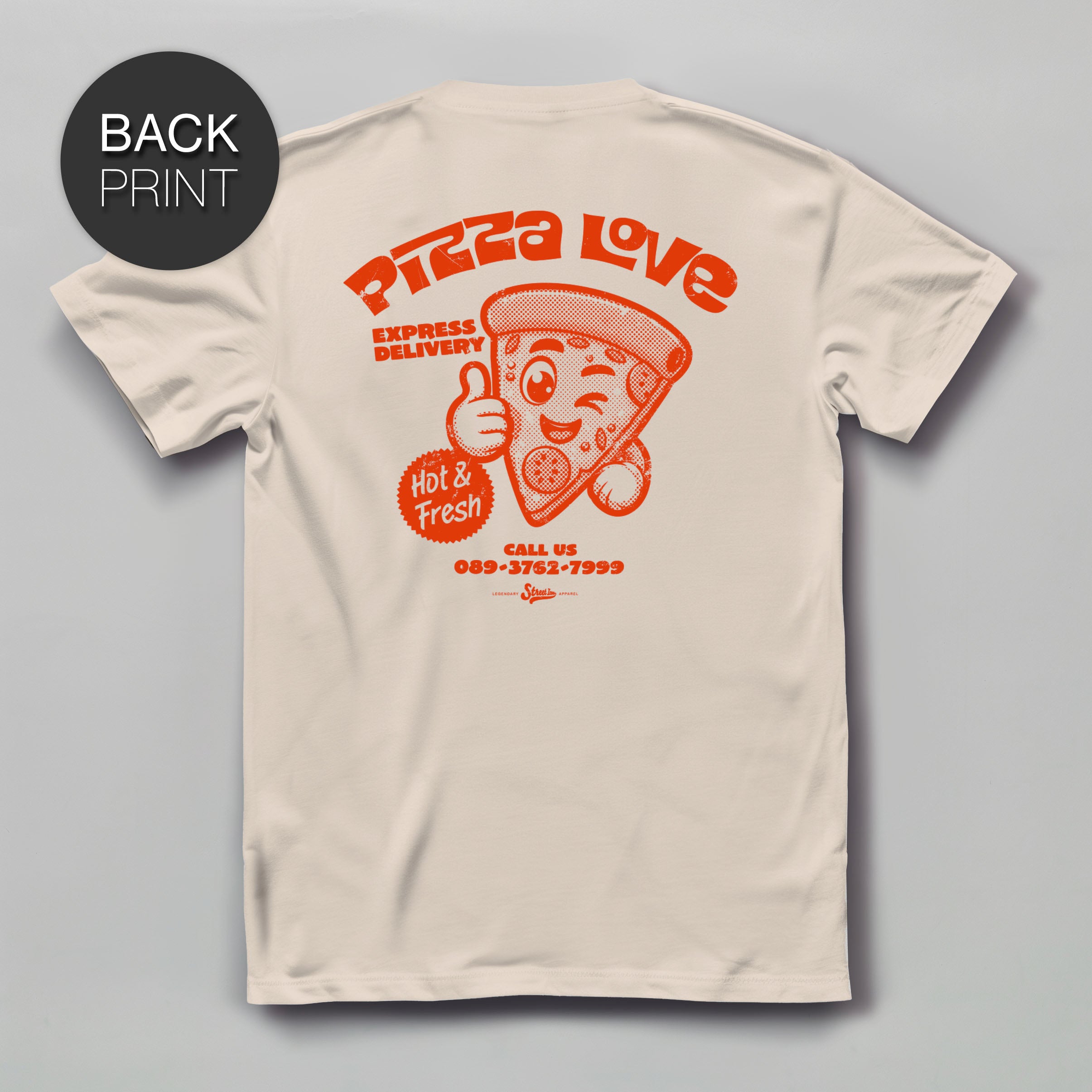 Pizza Love - Premium T-Shirt mit Backprint - Street Icon