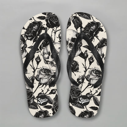 Skull Rose (White) - Flip Flops (Unisex)