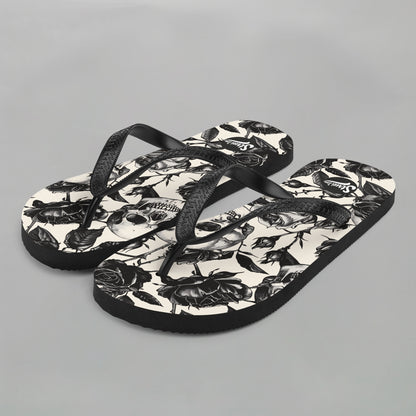 Skull Rose (White) - Flip Flops (Unisex)