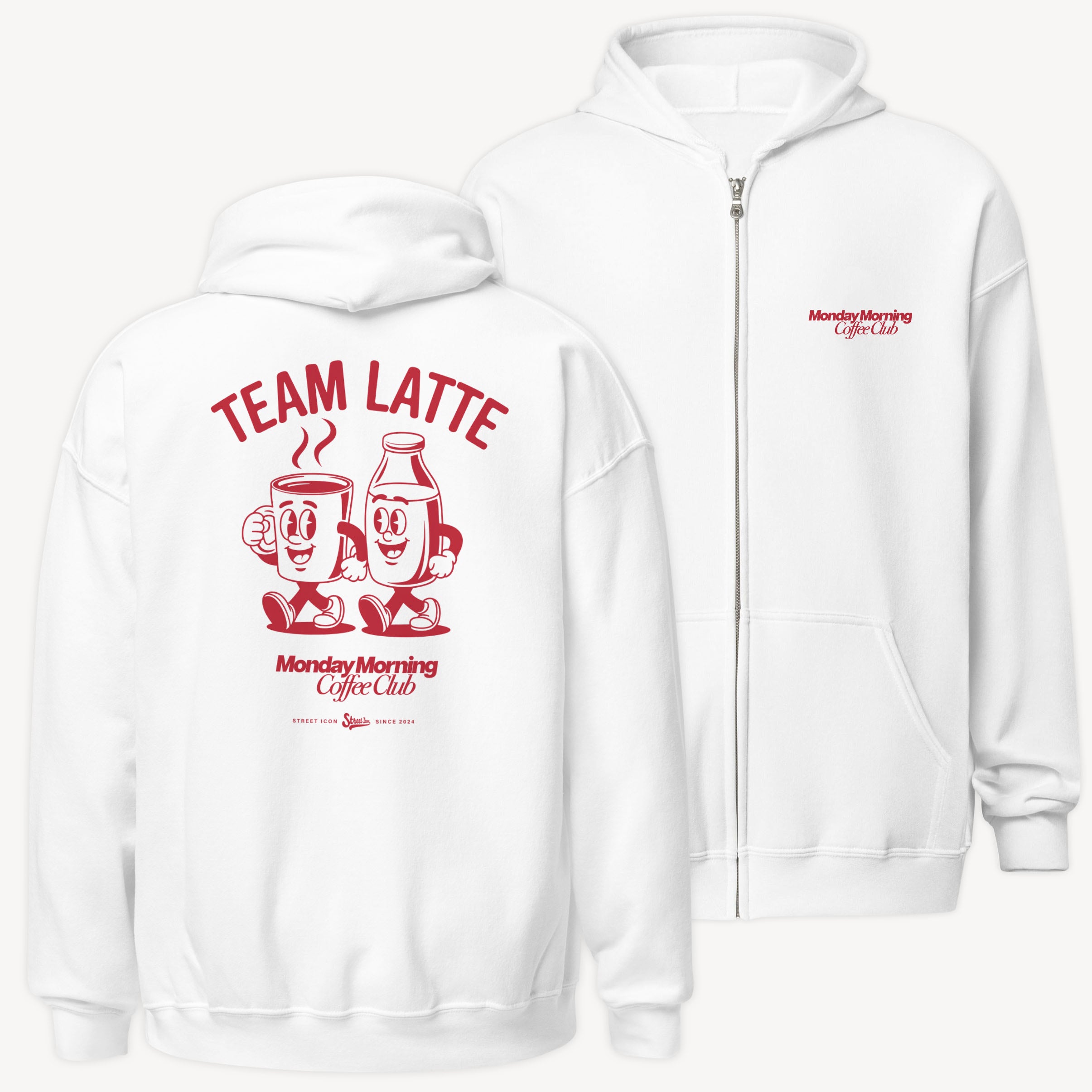 Team Latte - Zip Hoodie mit 2-seitigem Druck - Street Icon