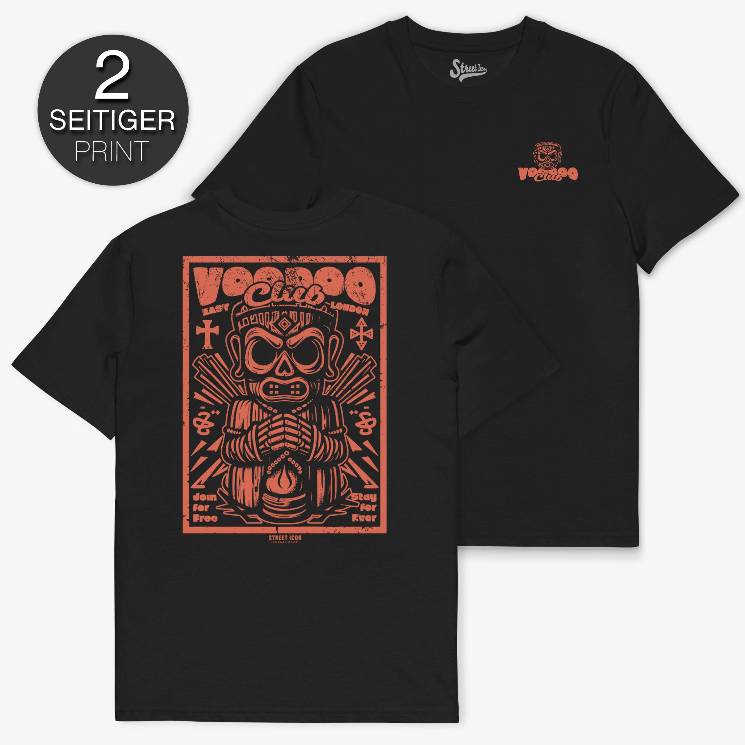 Voodoo Club - Premium T-Shirt mit 2-seitigem Druck - Street Icon