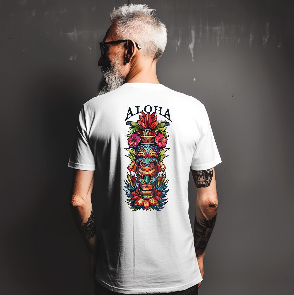 Aloha Flower Totem - Premium T-Shirt mit 2-seitigem Druck - Street Icon