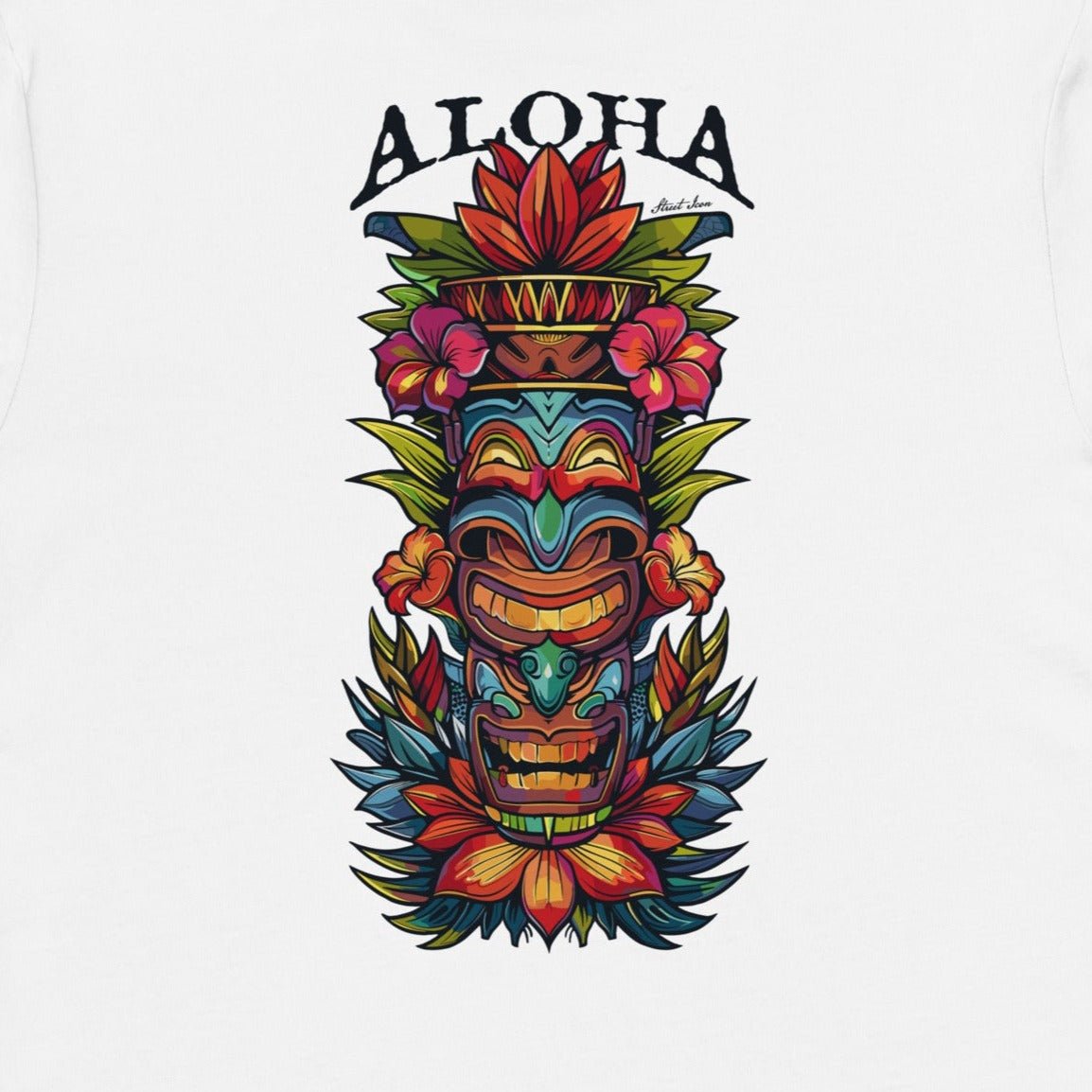 Aloha Flower Totem - Premium T-Shirt mit 2-seitigem Druck - Street Icon