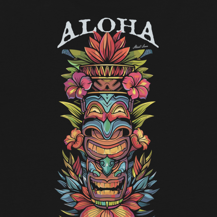 Aloha Flower Totem - Premium T-Shirt mit Back Print - Street Icon