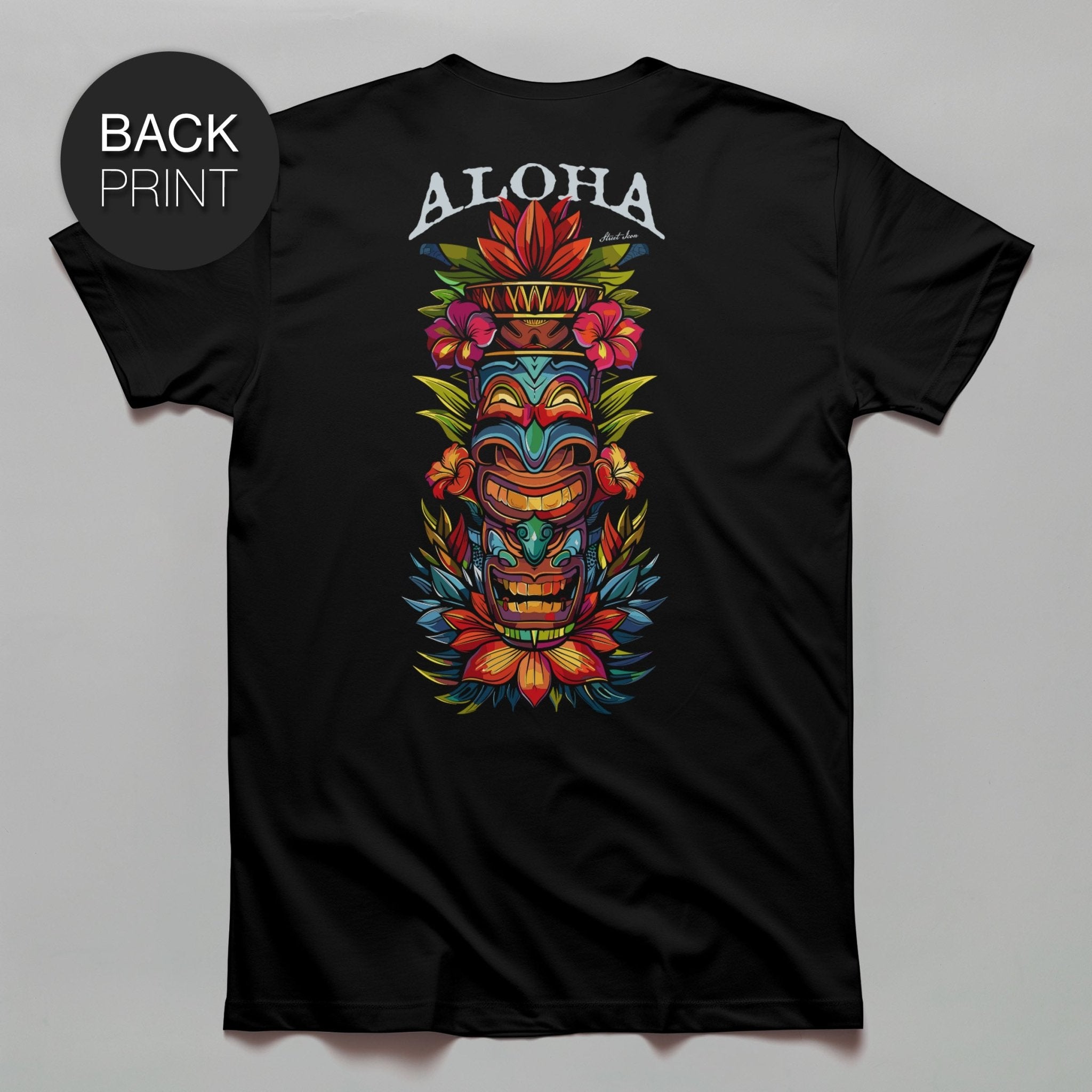 Aloha Flower Totem - Premium T-Shirt mit Back Print - Street Icon