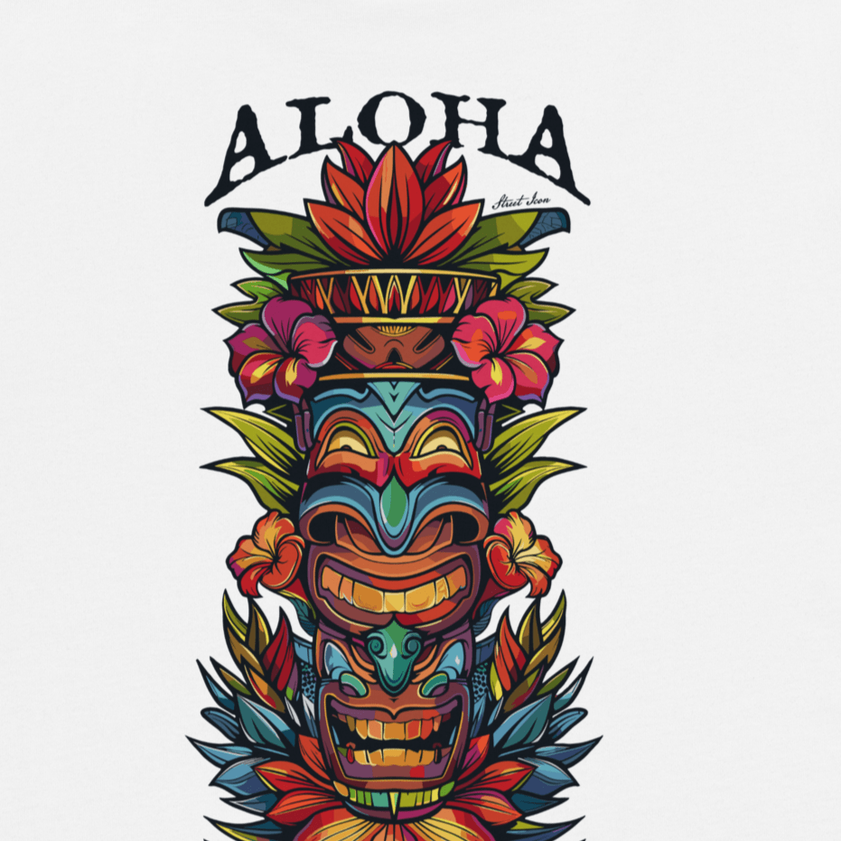 Aloha Flower Totem - Premium T-Shirt mit Back Print - Street Icon