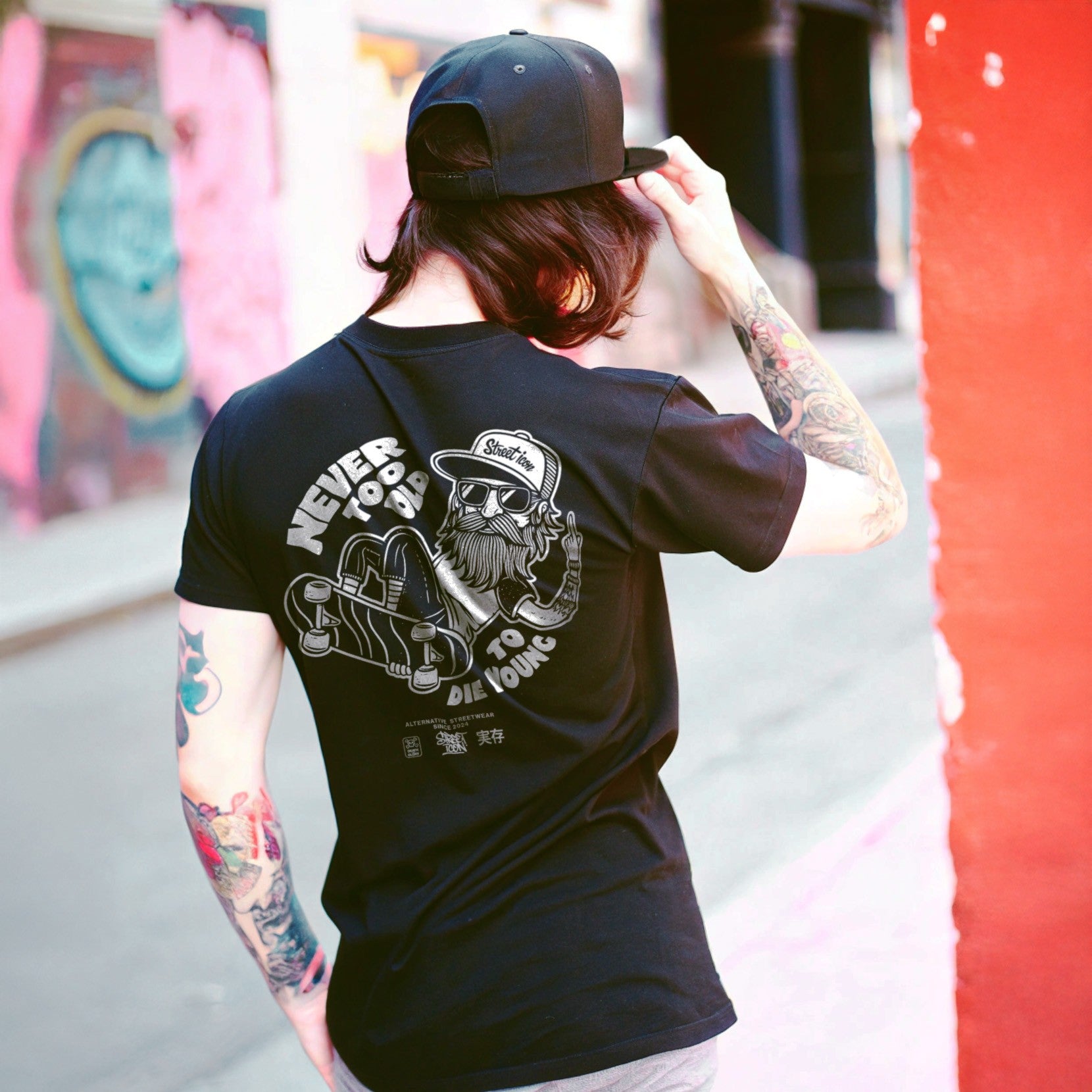 Old Dude Premium T-Shirt mit 2-seitigem Print - Street Icon