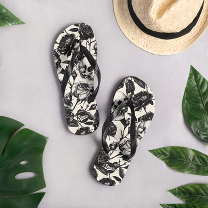 Skull Rose (White) - Flip Flops (Unisex)