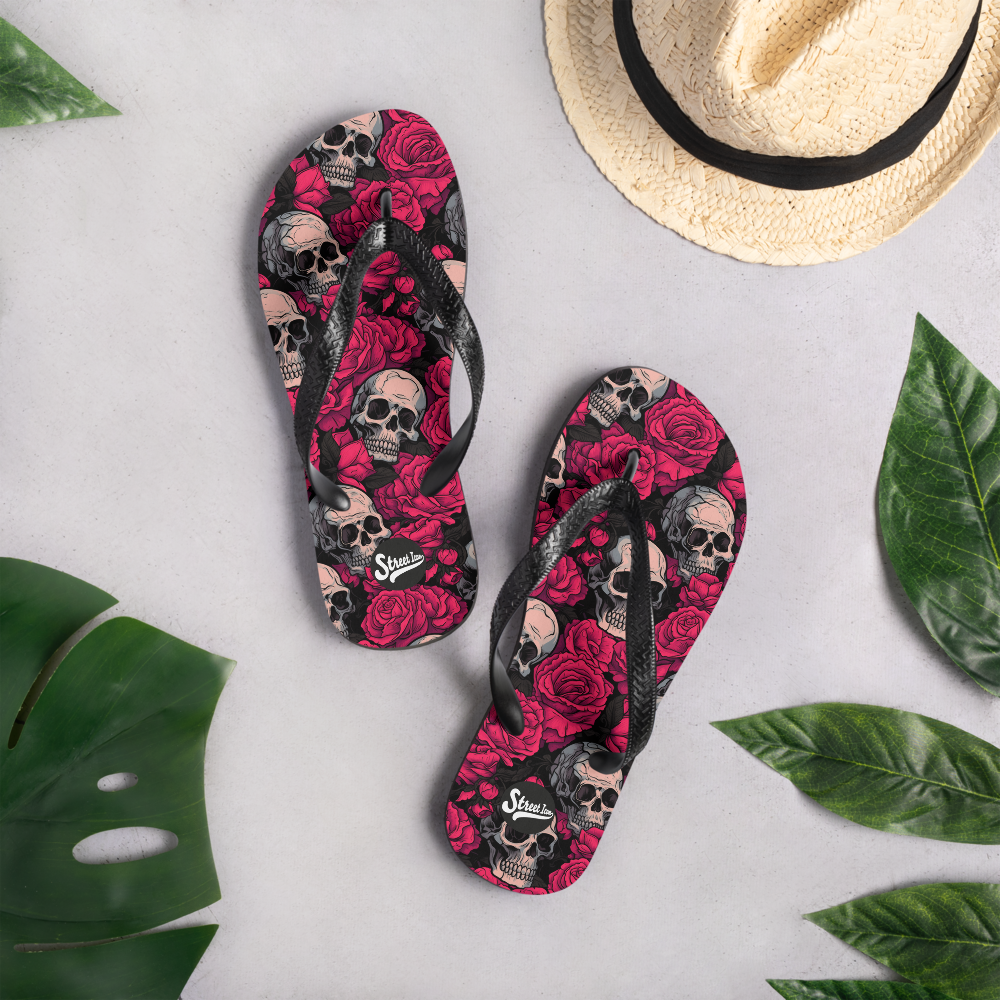 Red Roses&Skulls - Flip-Flops (Unisex)