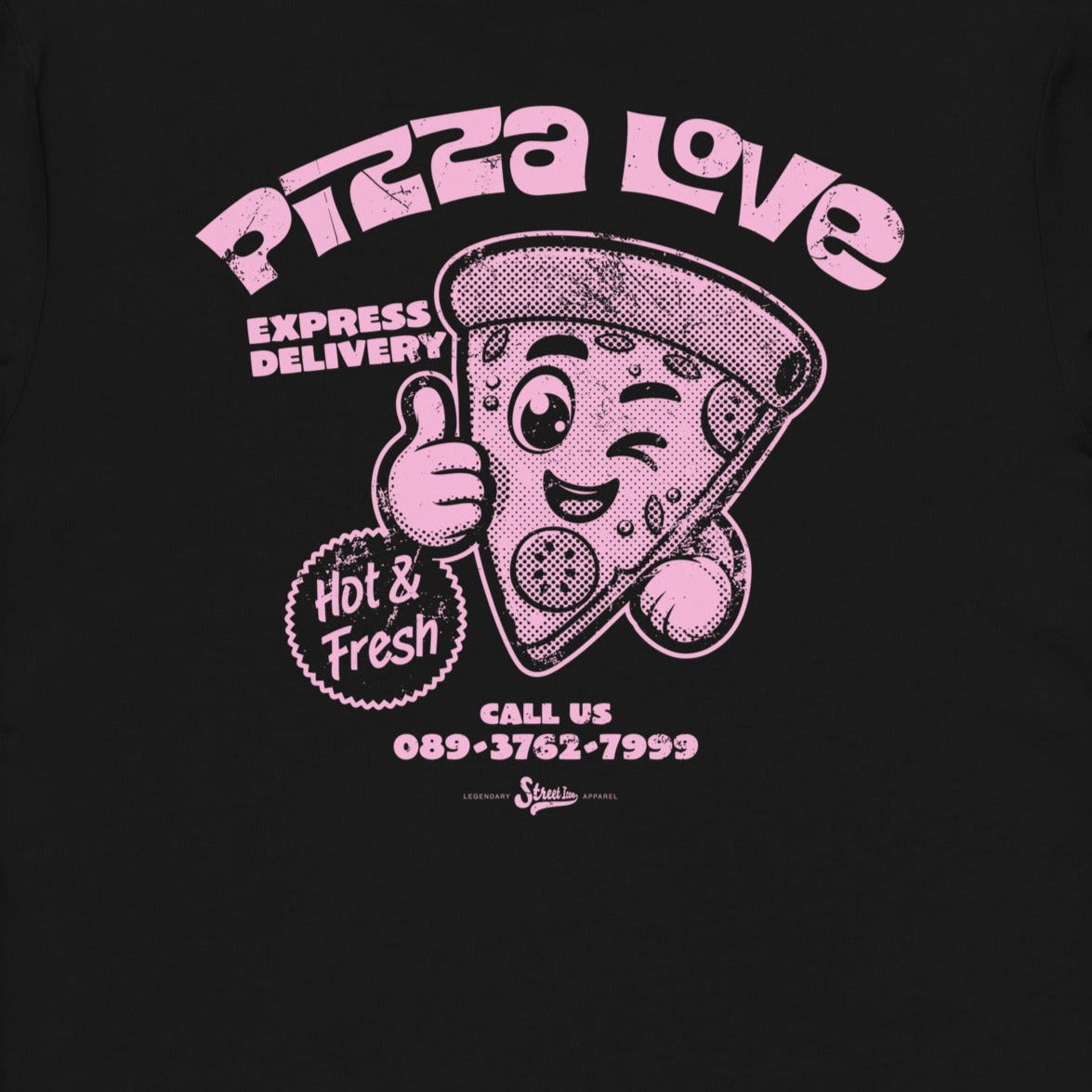 Pizza Love - Premium T-Shirt mit Backprint - Street Icon