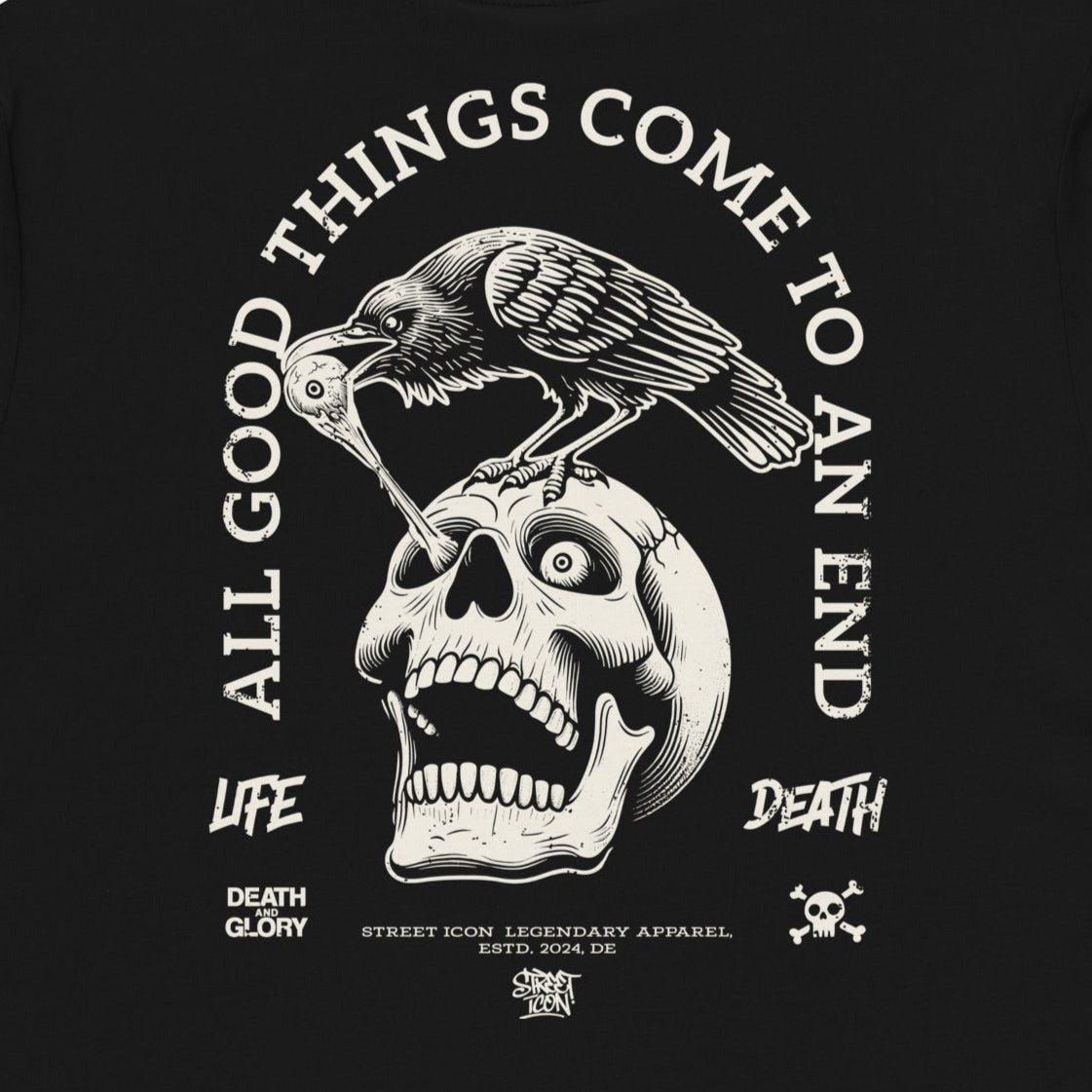 Raven Skull - Premium T-Shirt mit 2-seitigem Druck - Street Icon