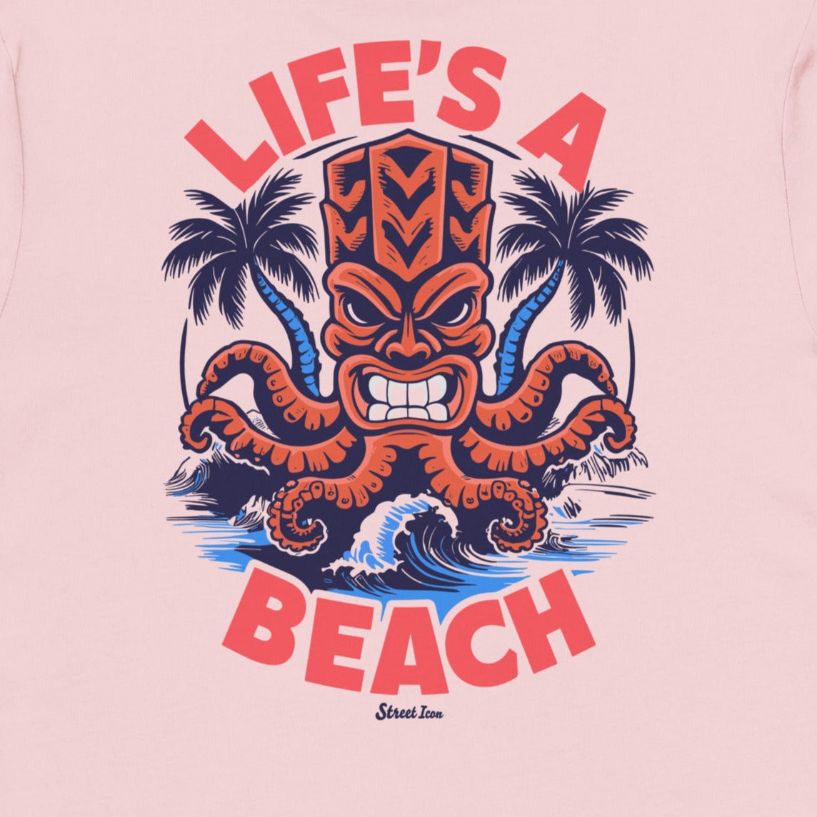 Life's a Beach Krake - Premium T-Shirt mit Backprint - Street Icon