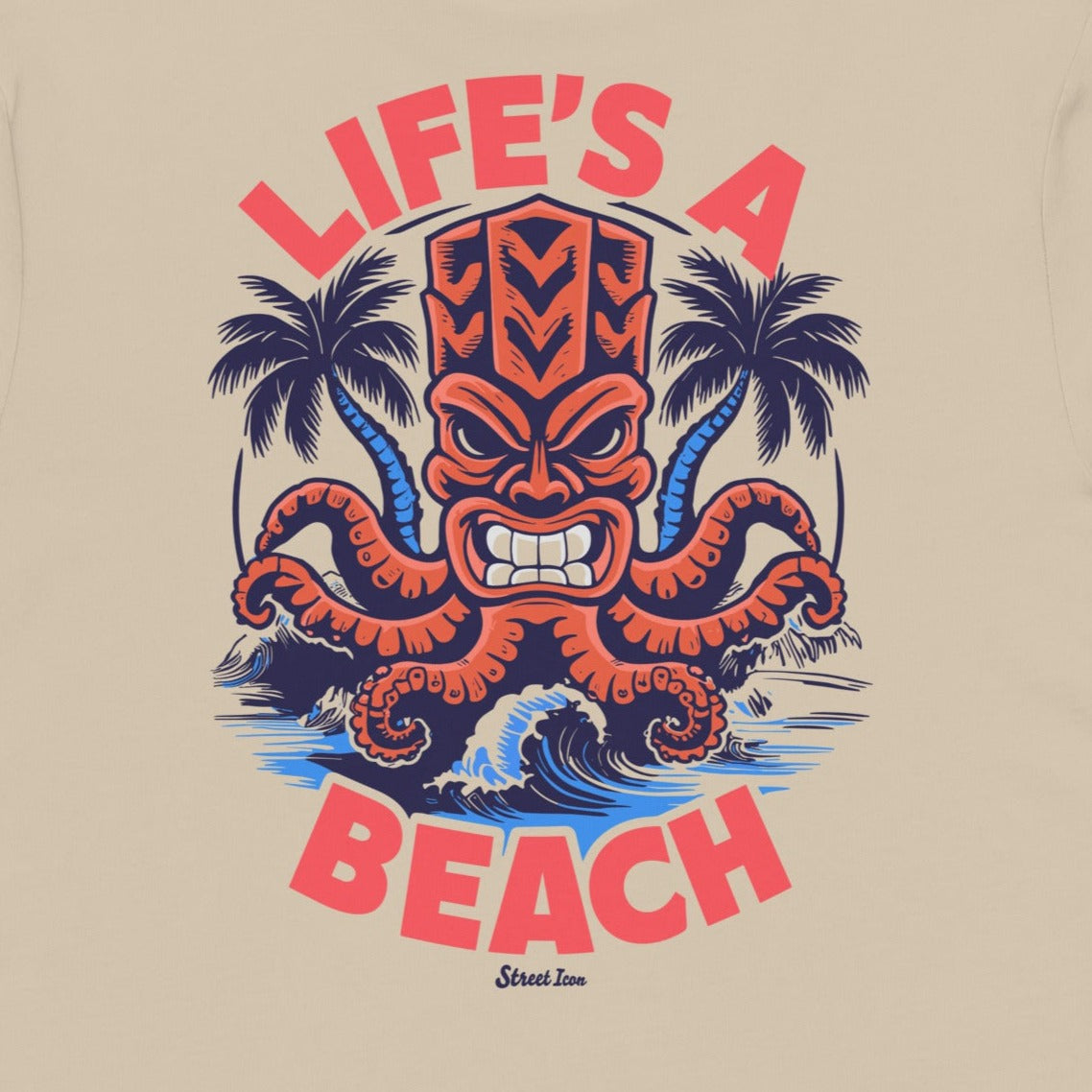 Life's a Beach Krake - Premium T-Shirt mit Backprint - Street Icon
