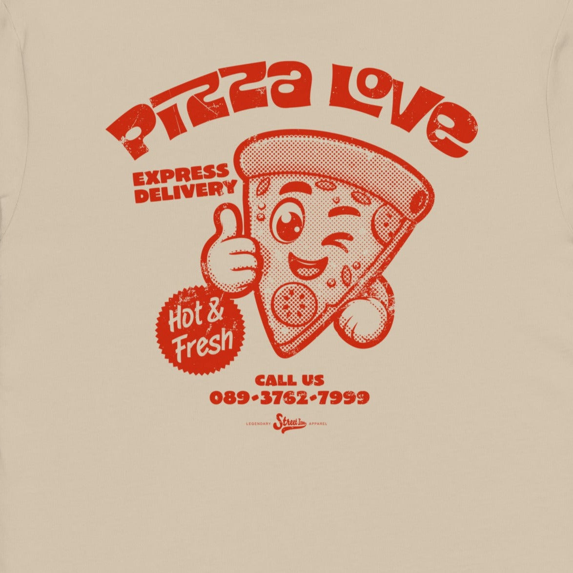 Pizza Love - Premium T-Shirt mit Backprint - Street Icon