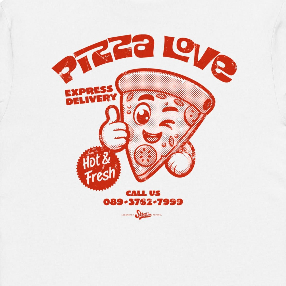 Pizza Love - Premium T-Shirt mit Backprint - Street Icon