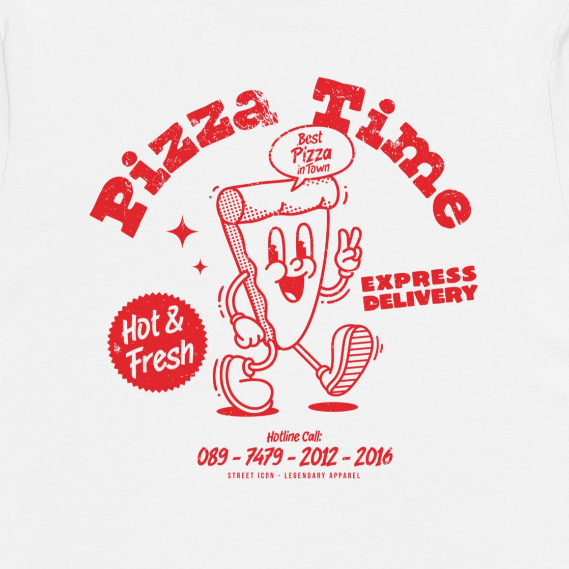 Pizza Time T-Shirt mit 2-seitigem Print - Street Icon