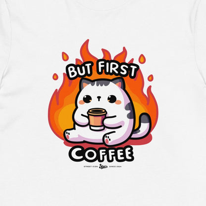 First Coffee Cat - Premium T-Shirt