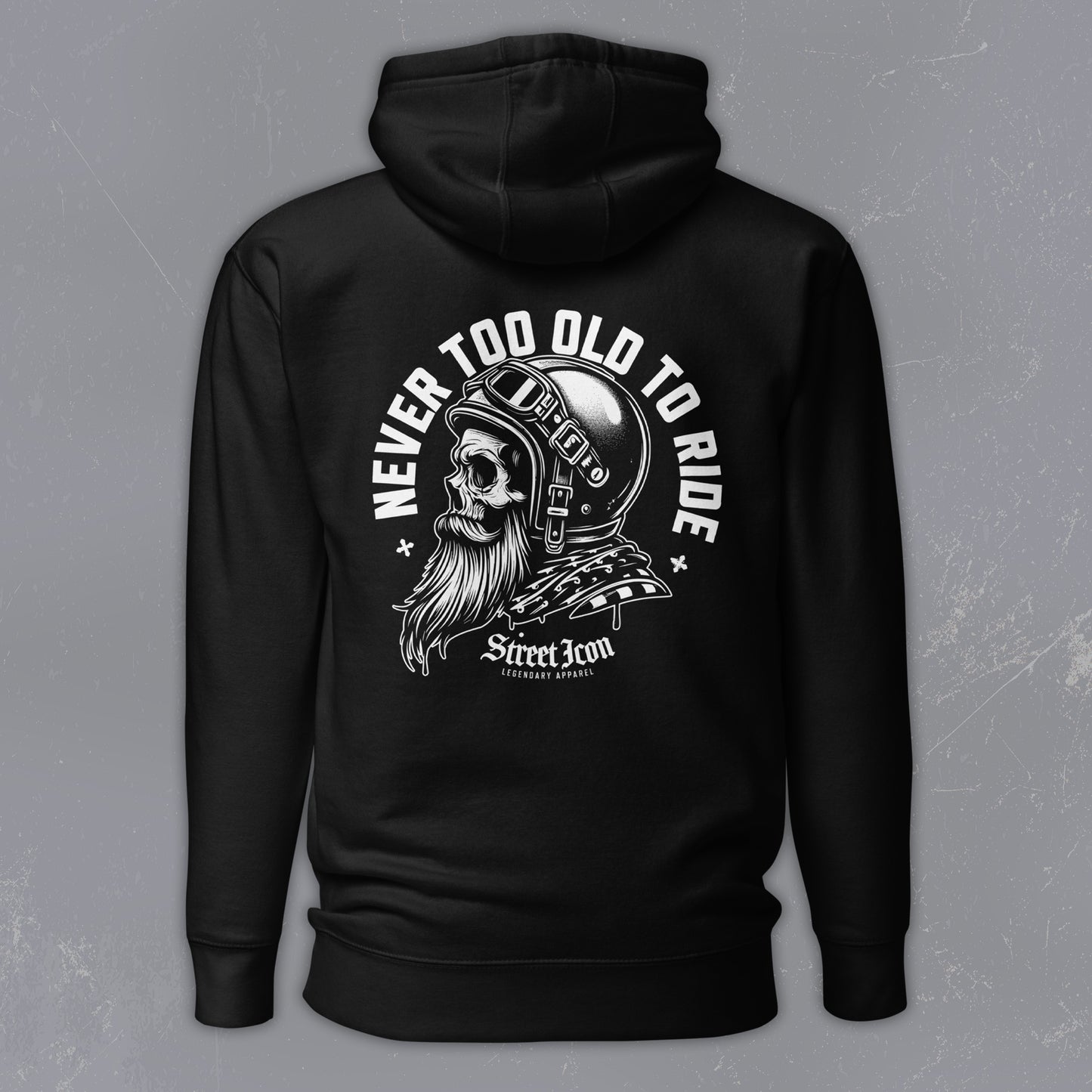 Never Too Old To Ride - Premium Hoodie with Back Print